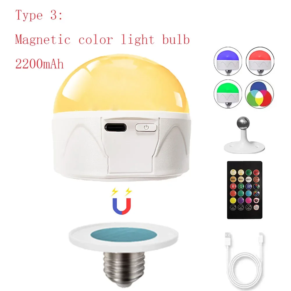 7W/8W LED E27 Rechargeable Emergency Bulb E27 Dimmable Bulb for Party Patio White Light Warm White 1800/2200mA/2600mA