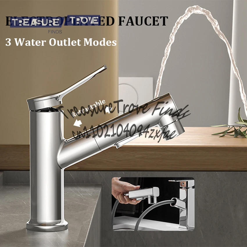 

RV Accessories Electroplated Pull-Out Faucet Kit For Caravan Camper Boat Yacht Motorhome Bathroom Kitchen Retractable Faucet