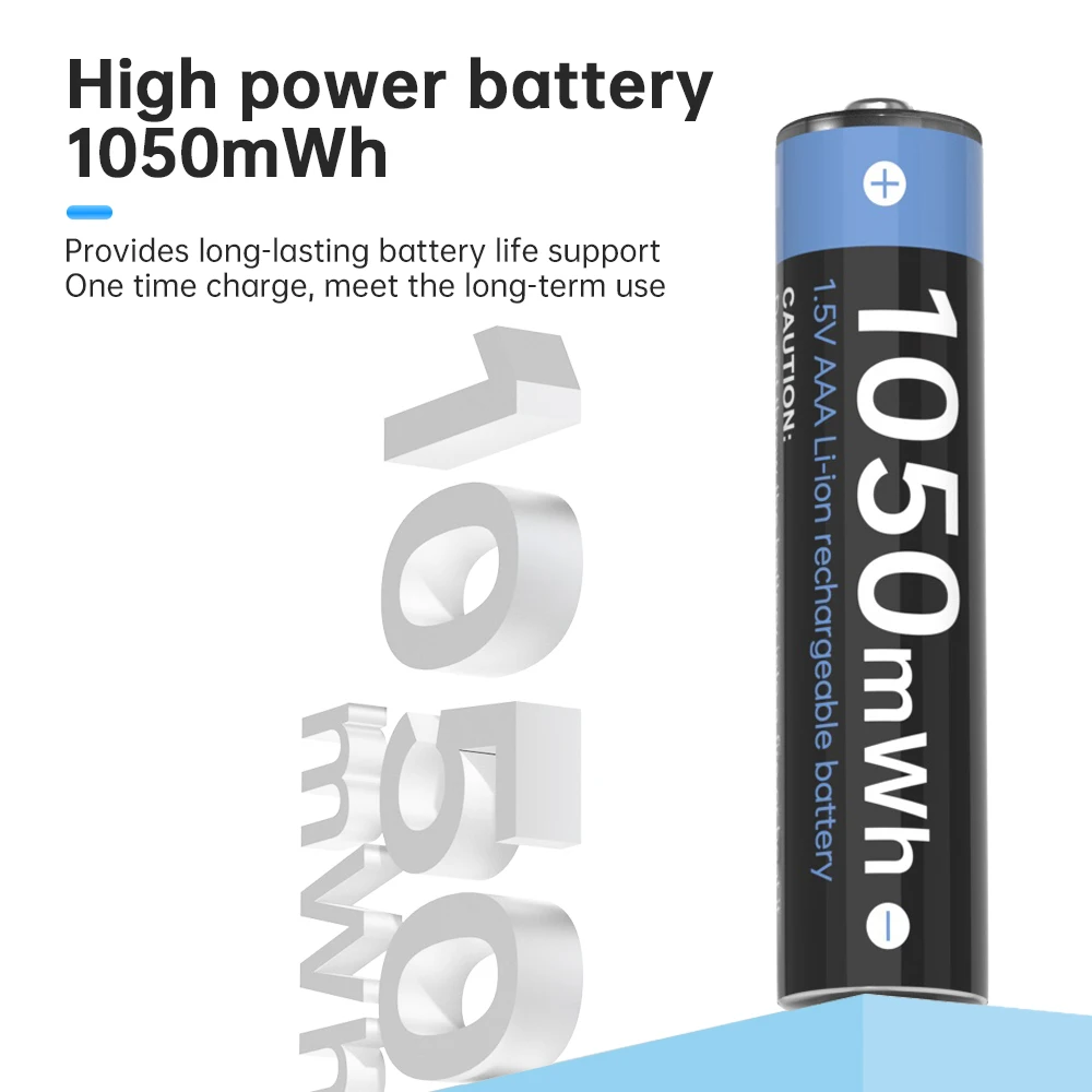 Оригинальная перезаряжаемая батарея AAA 1,5 В, 1050 мАч, 1,5 В, литий-ионная батарея AAA с зарядным устройством для батареи 1,5 В AAA