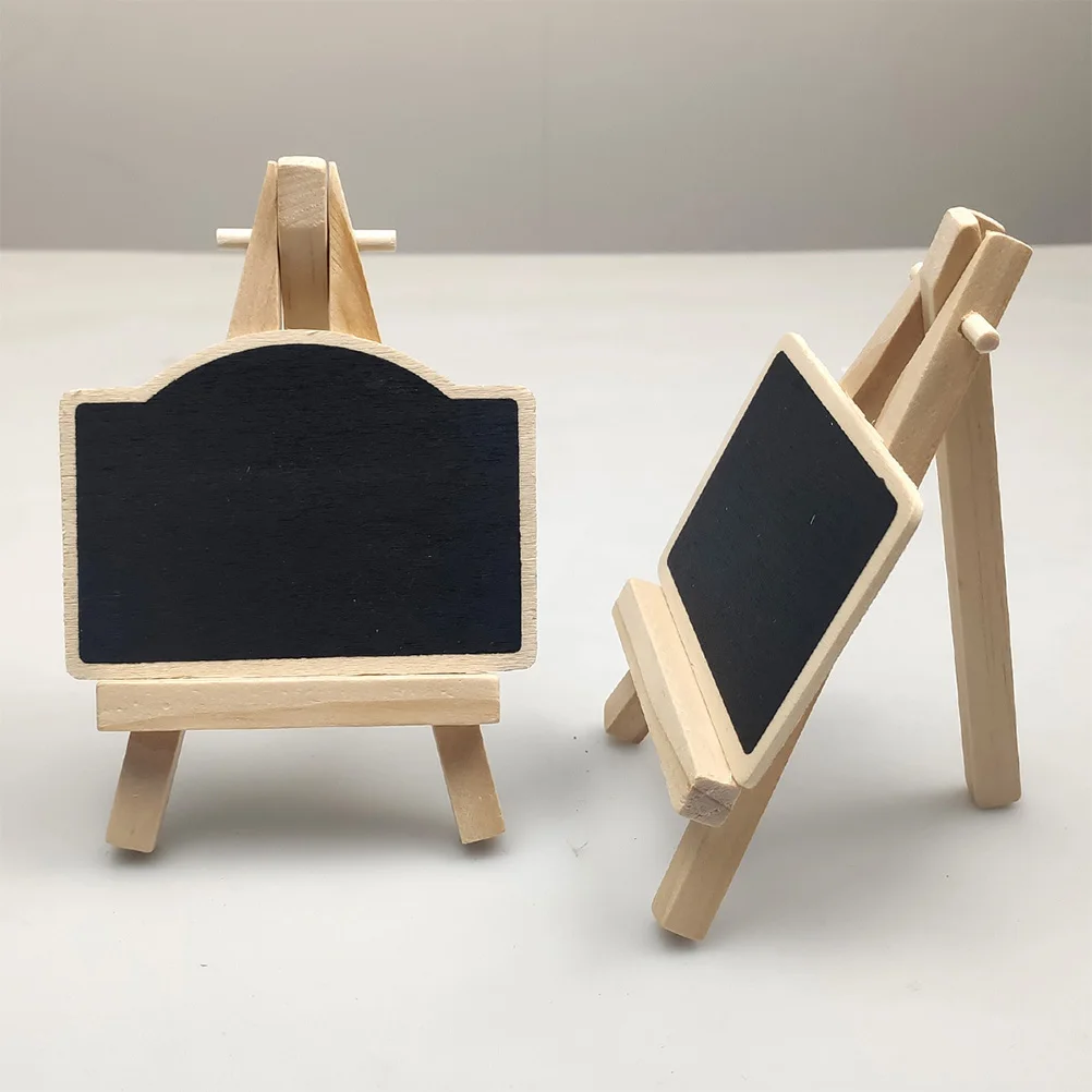 

5Pcs Small Blackboard Wooden Message Boards Desktop Chalkboard Memo Board Tripod for Restaurant Cafe Table Display