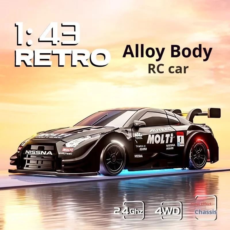 

Alloy Rc Drift Remote Control Car 1:43 Scale 4wd Retro Alloy Body 2.4ghz Glow Chassis Desktop Racing Hobby For Adults Gift Toy