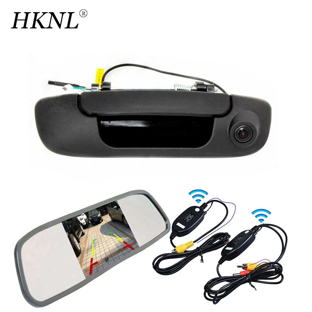 

HKNL Car Rear View Camera With Mirror 2.4GHZ Wireless For Dodge Ram 1500 2500 3500 03-08 dl Trunk Handle 3rd Brake Light Black