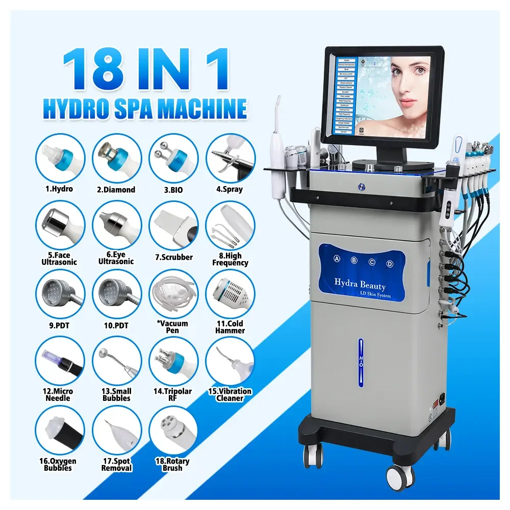 

New Update 18 In 1 Hydra Oxygen Facial Aqua Facial Deep Skin Cleansing Dermabrasion Hydration Skin Rejuvenation Hydro Machine