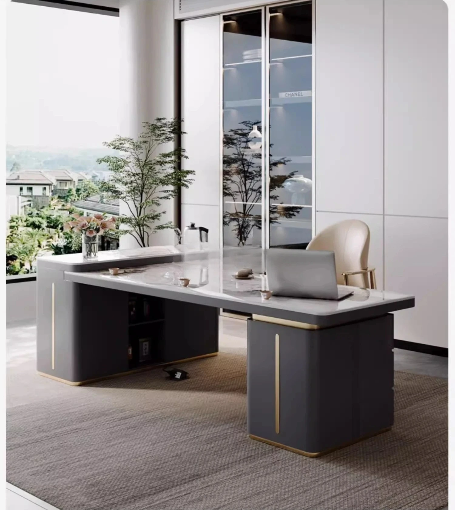 

Легкая роскошная каменная плита с чайным столиком, встроенный современный простой бытовой большой чайный столик