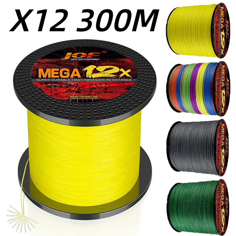 300m Big Game PE Fishing Line Multifilament Braided Wire 12 Strands 0.16mm-0.55mm Diameter for Sea/Boat Fishing Tackle 25-120LB