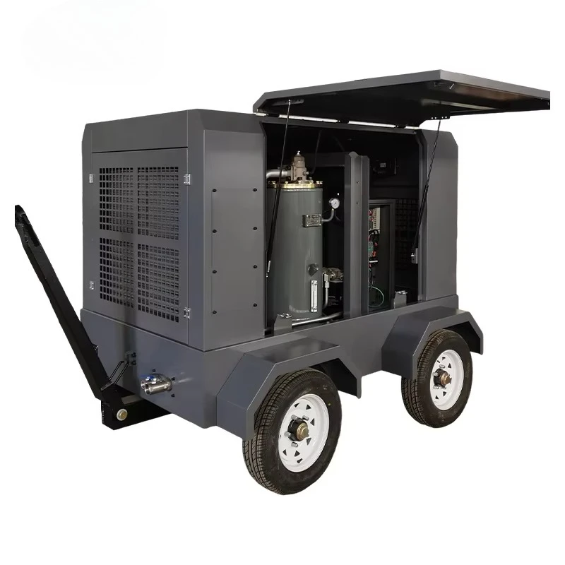Electric Mobile Screw Air Compressor Direct Drive High Efficiency Energy Saving Low Cost Lubricated Air End