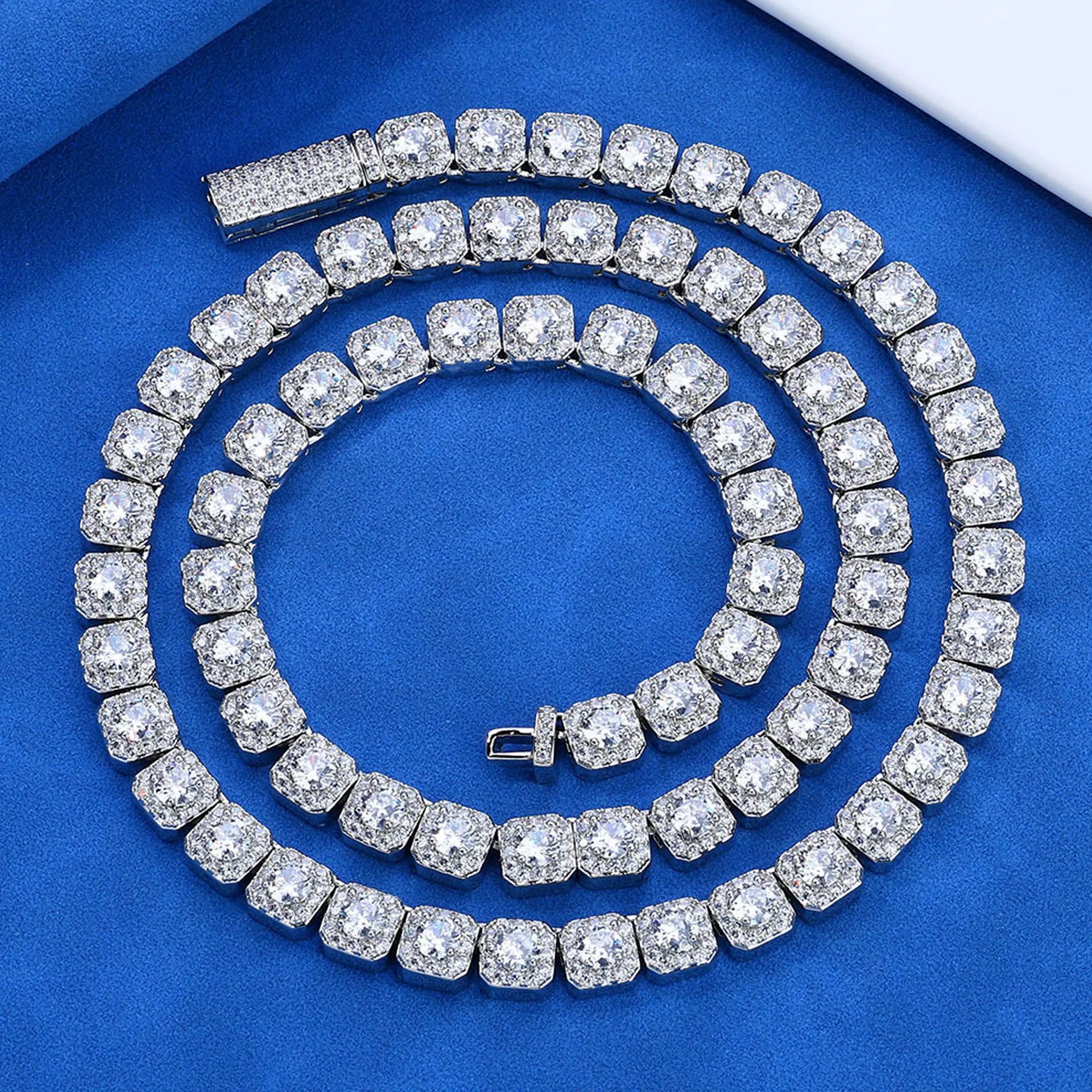 

Цепочка LYEE CYEE Iced Out Quare Cluster Tennis Chain в стиле хип-хоп с кубинским плетением и фианитами, ожерелье для мужчин и женщин, ювелирное украшение, подарок на день рождения