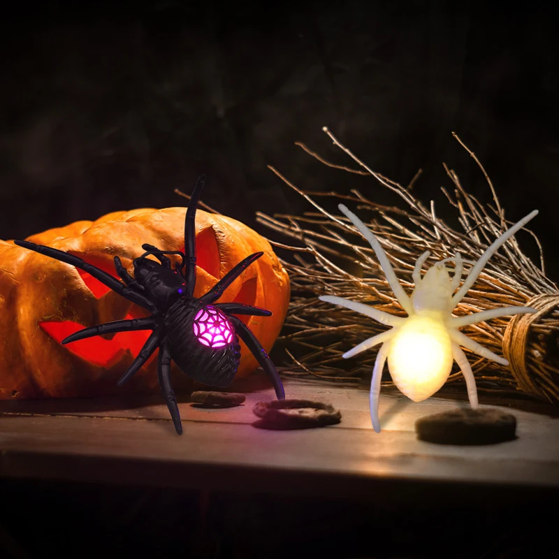 Veilleuse LED Araignée Scintillante pour Halloween, Ornements de Lanterne, Décorations de ix, Accessoires de Maison Hantée