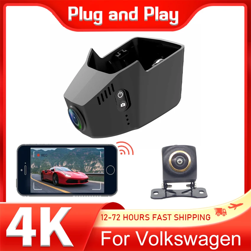 

Видеорегистратор для Volkswagen Atlas Cross Sport/Atlas 2018 ~ 2025 2026 Автомобильный видеорегистратор WiFi APP 4K DashCam ночного видения для VW Atlas Plug & Play