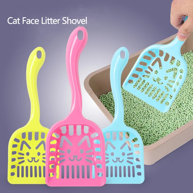 

Cat Litter Shovel Cat Scoop Poop Shovel Cute Cat Face Waste Tray Pooper Scooper Plastic Cat Sand Toilet Cleaning Spoons