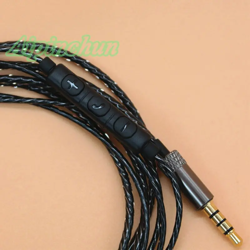 Aipinchun 3,5 мм 4-полюсный разъем для самостоятельной сборки аудиокабеля для наушников с зеркальной заменой наушников 18 медный провод 127 см AA0209