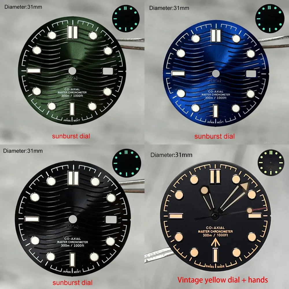 31mm NH35 S Logo Zifferblatt Vintage Gelbes Sea Master S Zifferblatt für NH35 Uhrwerk No Time to Die Inspiriertes Taucheruhr-Design Modifikation – Detail 1