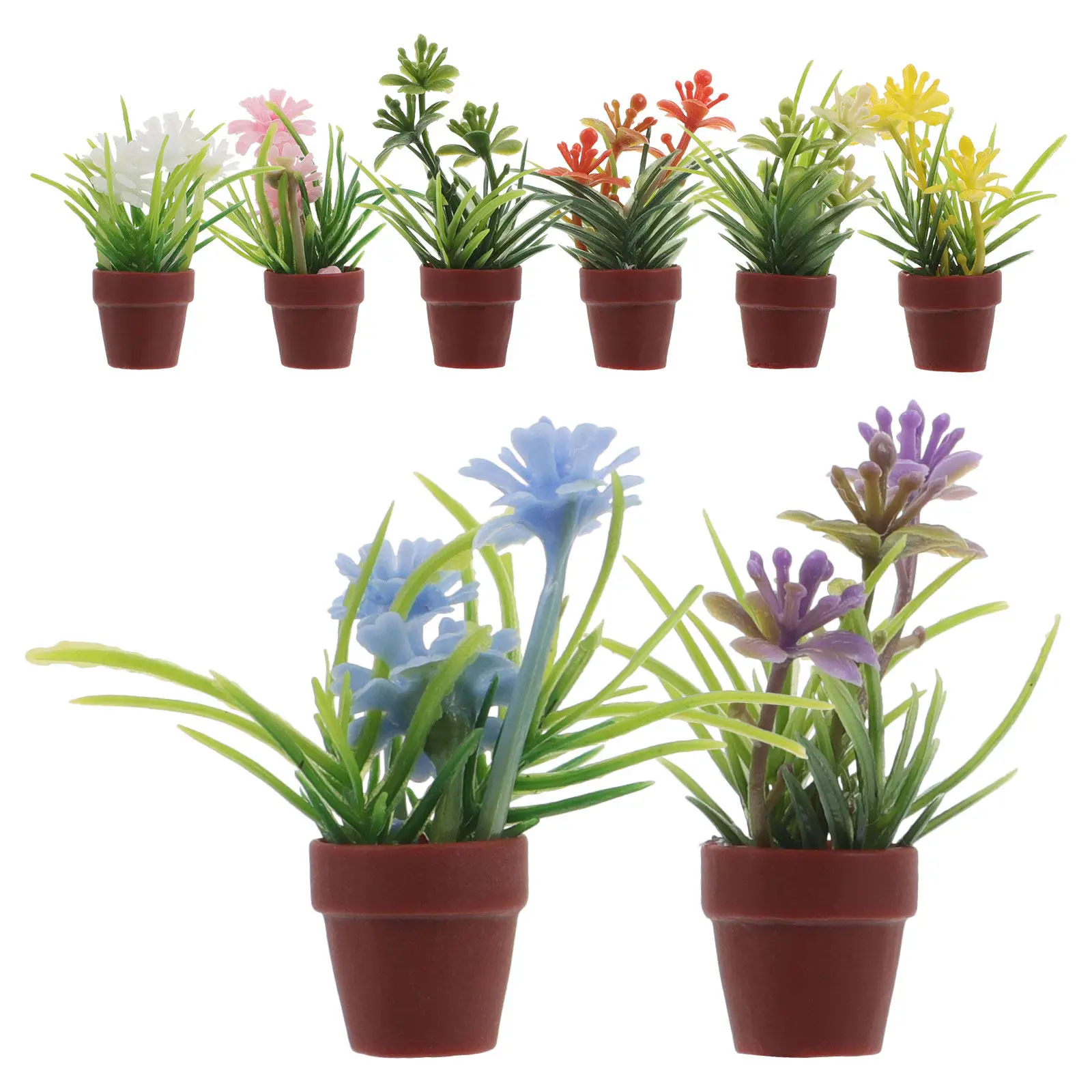 

8Pcs Miniature Potted Plants Artificial Tiny Fake Bonsai Micro Landscape Decoration Realistic Mini Bonsai Flowerpot Tabletop