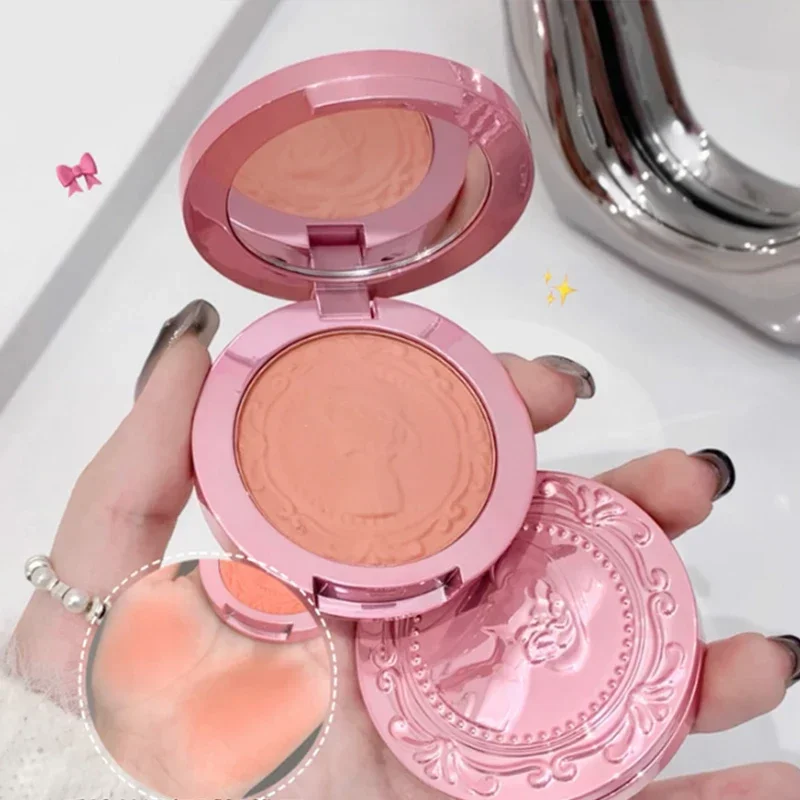 Matte Reliëf Blush Monochroom Facial Langdurige Waterdichte Geperste Blusher Make-Up Poeder Voor Wangen Gladde Koreaanse Cosmetica