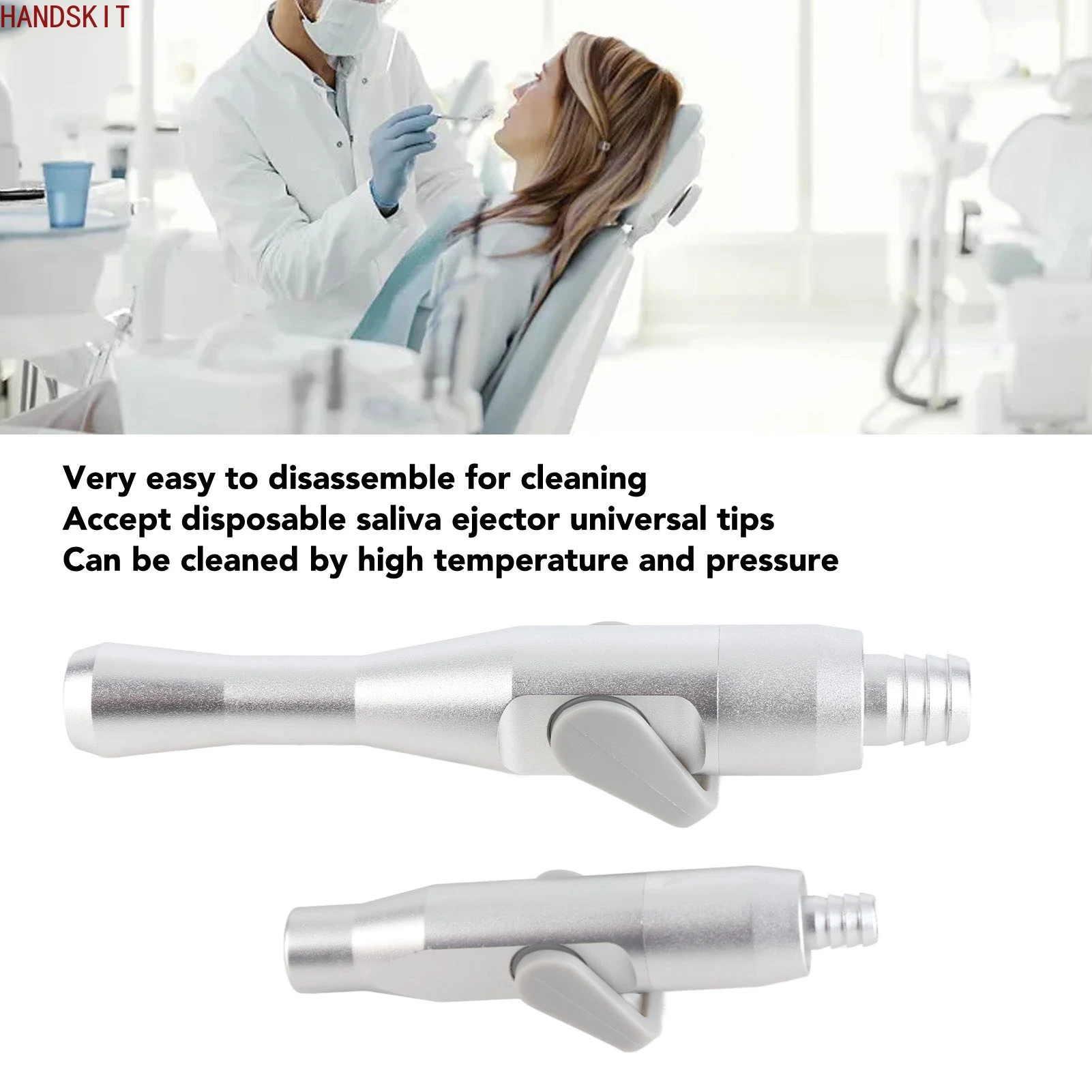 Ejetor de saliva universal de alumínio, forte sucção fraca, ferramenta de cadeira dentária, material de odontologia, fornecimento de laboratório dentário, dentista