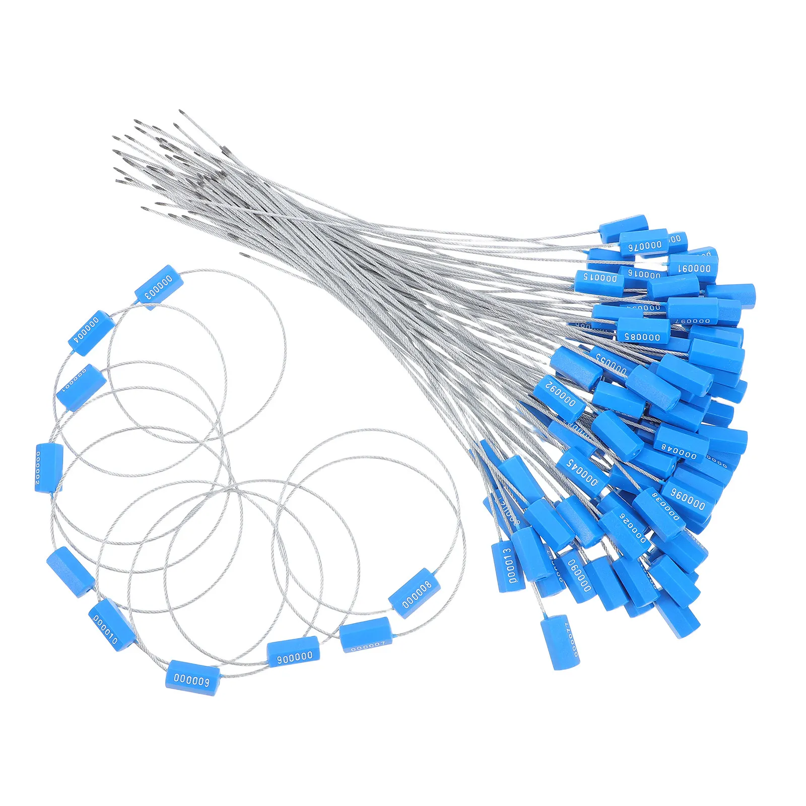 

100Pcs Steel Cable Seals Self Locking Numbered Security Seals for Transport Shipping Cargo Protection Metal Wire Seal with