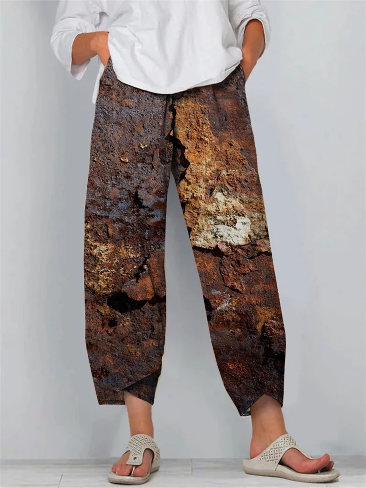 Fashion Creative Floral Print Wide-Leg Pants Summer Trend Beach & Outdoor Vacation Cropped Pants Stylish Women's Long Pants