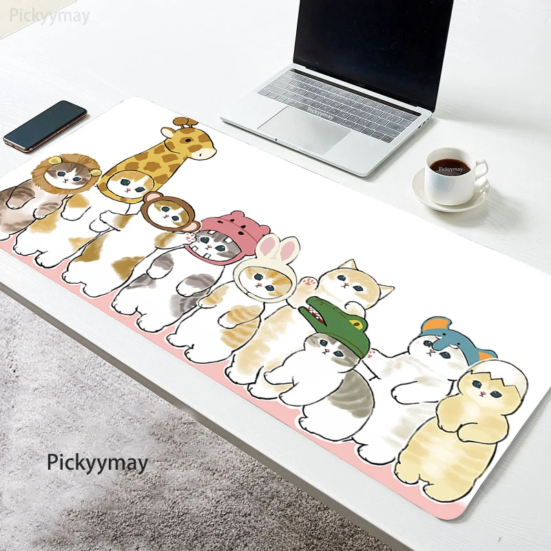 Leuke Kat Poot Grote Roze Muismat Kawaii Anime Mousepad Student Kantoor Rubber Toetsenbord Mause Pc Bureau Mat Tafel Mausepad tapijt