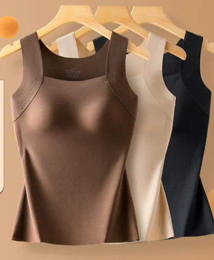 Autumn and Winter New Product Seamless Women's Vest with Chest Pad Fixed Cup Bottom Underwear Vest Without Steel Ring