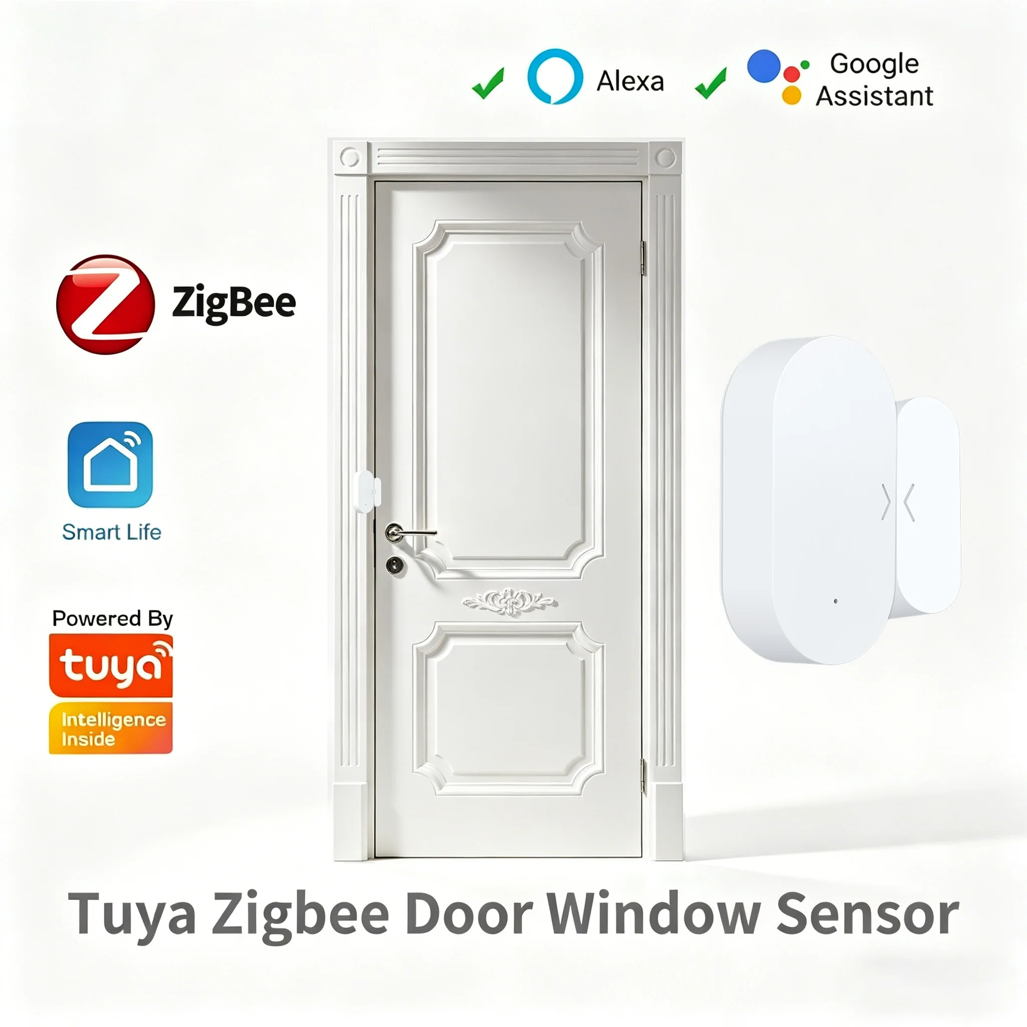 Tuya Zigbee Door Window Sensor A Burglar Alarm Smart Home Automation Security Protection Smart Life Work with Alexa Google Home