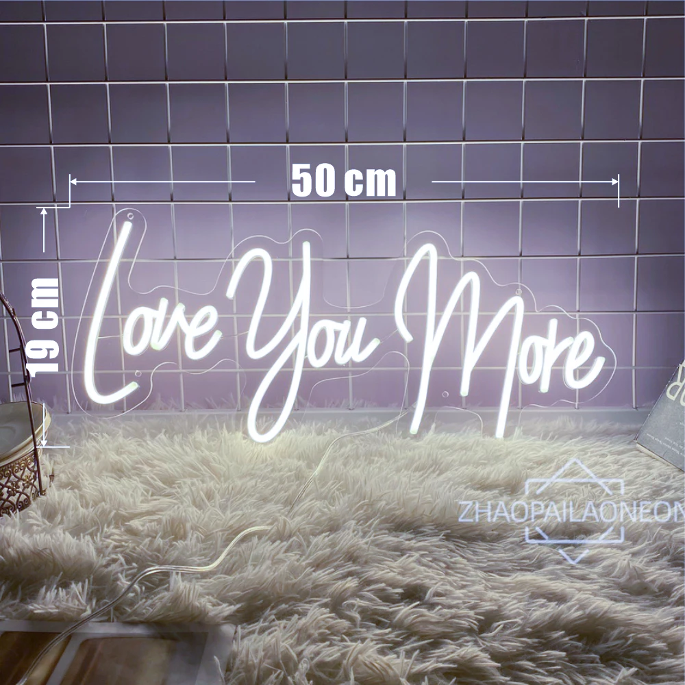 Wedding Neon Sign Led Lights Love You More Neon Lights Led Sign Wedding Decoration Party Room Bedroom Decor Wall Hanging Neon