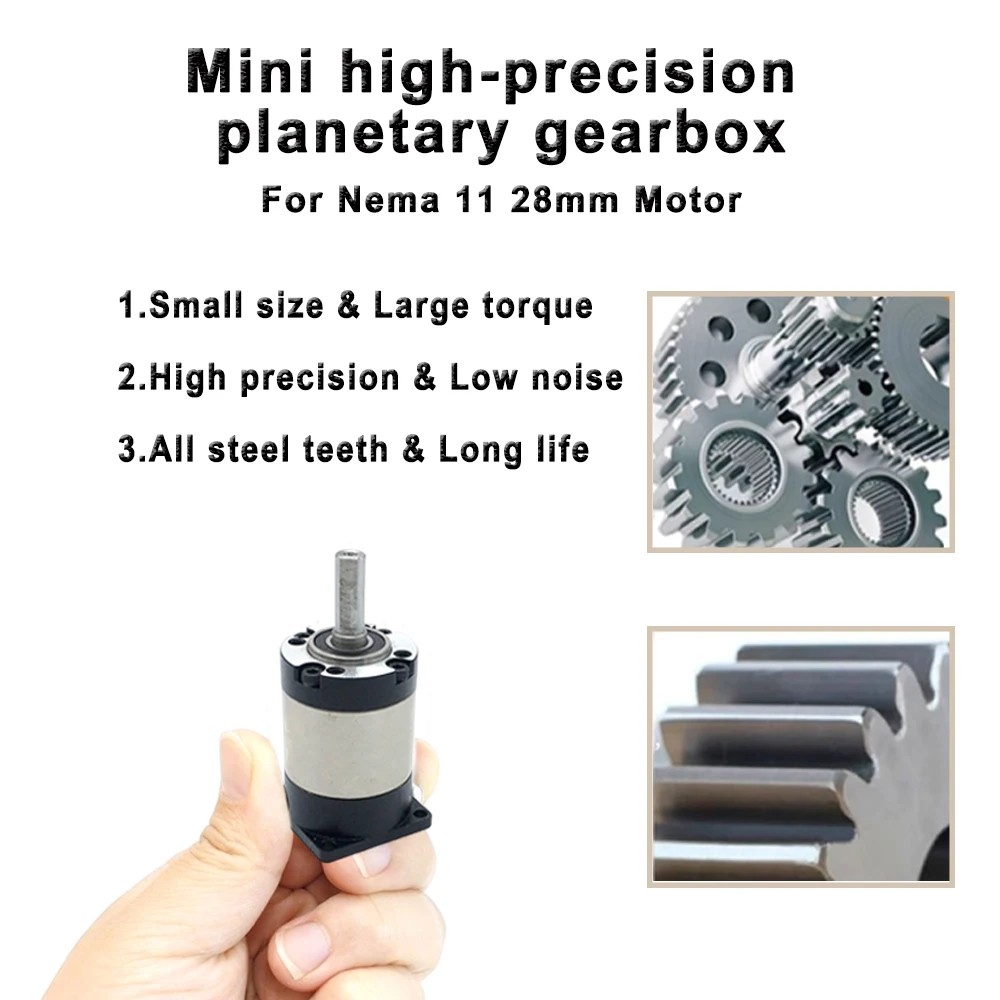 مخفض كواكب صغير دقيق 5 مللي متر مدخلات لـ Nema11 28 مللي متر تخفيض المحرك علبة التروس التنحي للمعدات الطبية/الروبوتية/CNC