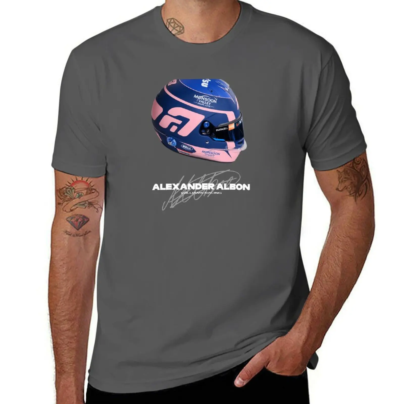 2024 (F1 Alex Albon Helmet) T-Shirt Classic Crew Neck Cotton T-Shirt