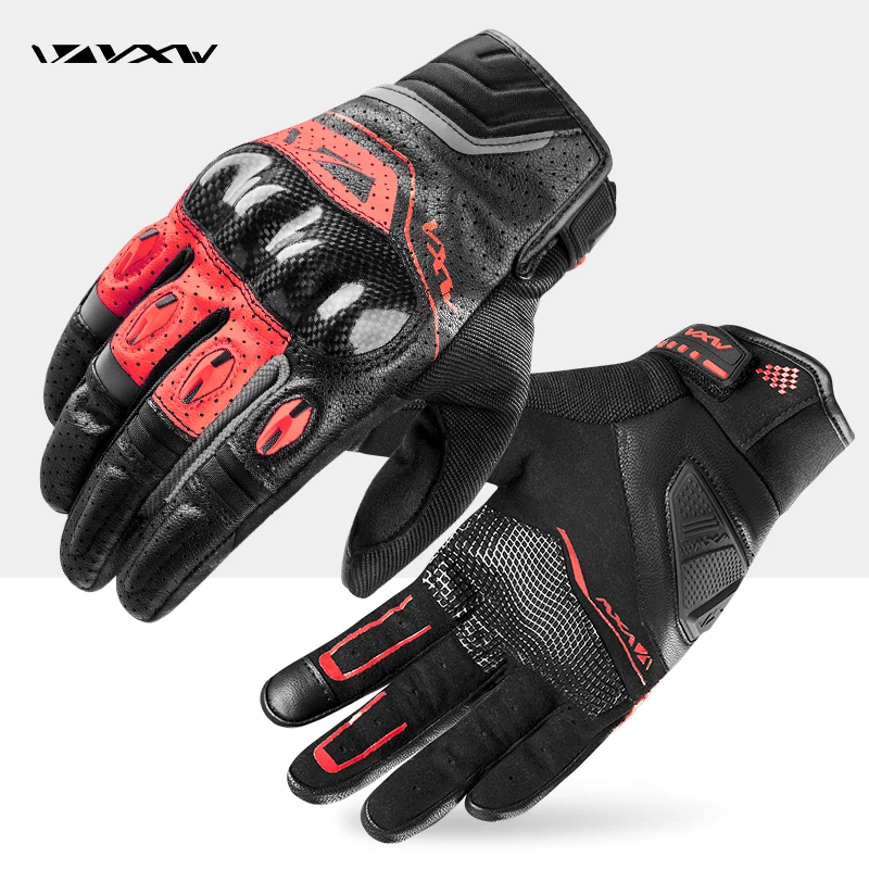 

VXW Motorcycle Gloves Carbon Fiber Protective Shell Goat Leather Hard Knuckle Hand Safeguard Racing Motocross MTB BMX Women Men