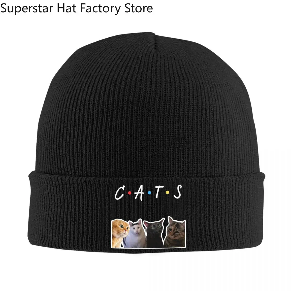 Cats Meme Cats From Viral Hat Autumn Winter Beanie Baggy Cap Unisex Knitted Hat