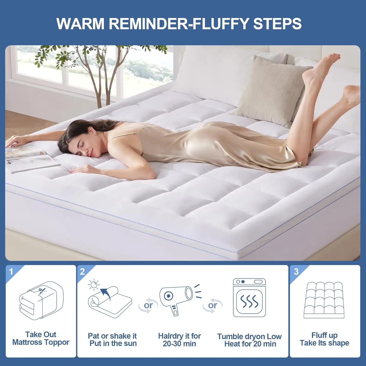 

Twin Pillow Top Mattress Topper, 1000Gsm Extra Thick Mattress Pad For Body Pain Relief, Soft Breathable Bed Topper With