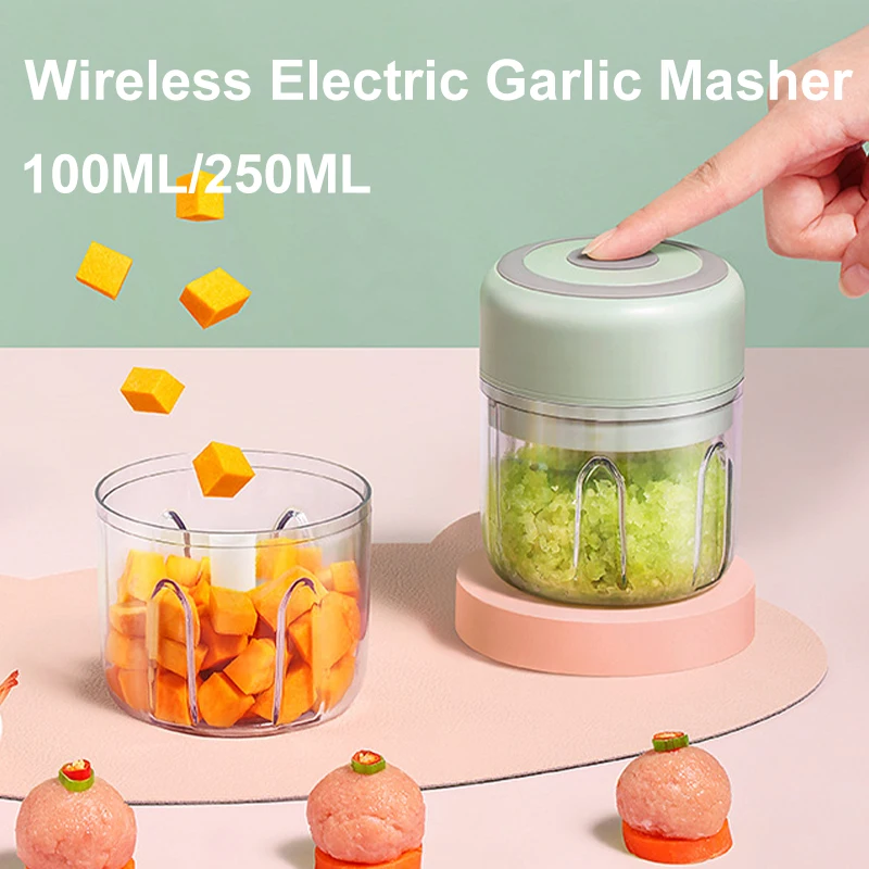 Elektrischer Mini-Knoblauchzerkleinerer, 100 ml/250 ml Lebensmittelzerkleinerer Knoblauchwolf USB, tragbare kleine Küchenmaschine für Gemüse