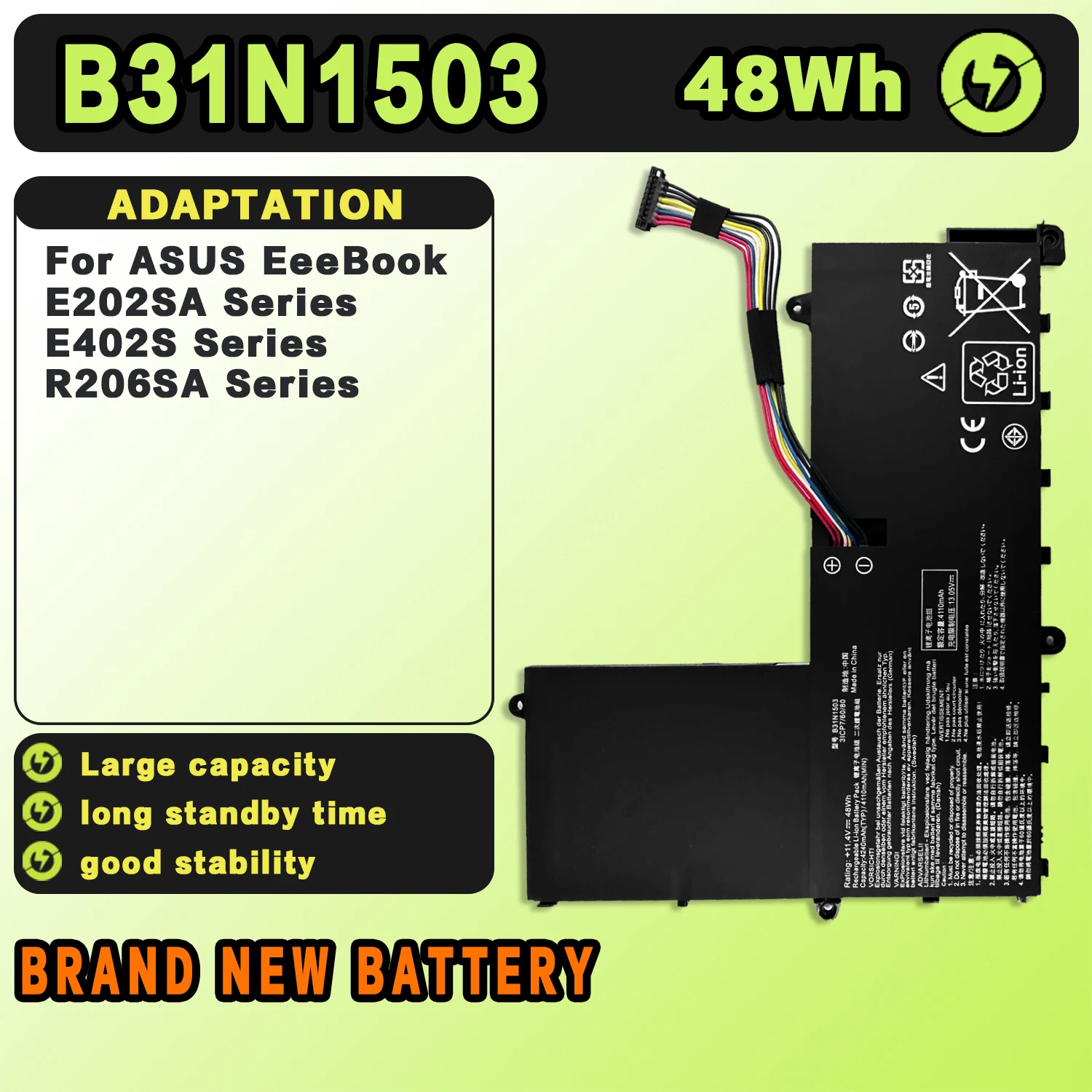 SAT B31N1503 New Laptop Batteries Replacement For ASUS EeeBook E202SA E402S 0B200-016 11.4V-48Wh-4300mAh