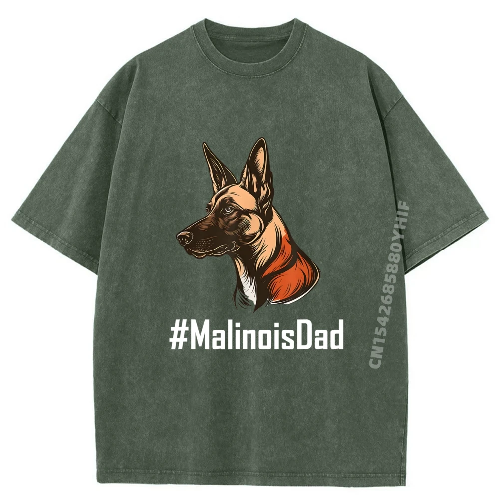 

Belgian Malinois Dad Tops & Tees Hip Hop Fashion Normal Short Sleeve Luxury Designer Male T Shirt Funny Washed Tops Tees