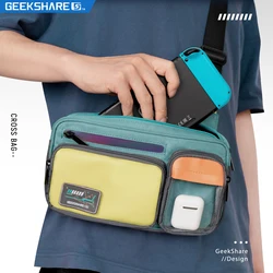 GeekShare Shoulder Bags For Men Street Style Colors Contrast Women's Messenger Bag Compatible With Nintendo Switch Game Console