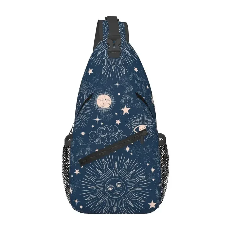 

Custom Space Galaxy Sun Moon Pattern Sling Bag Starry Sky Shoulder Chest Crossbody Backpack Travel Hiking Daypack