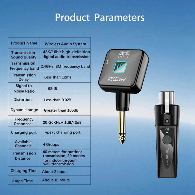 Transmitter and Receiver Rechargeable Signal Adapter Wireless Mic Adapter for Audio Mixer Electric Guitar 2 Transmitter-A31R
