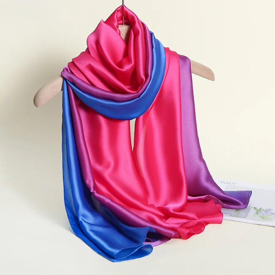 Woman Chiffon Scarf Seaside Rainbow Color Scarf Multi-functional Soft Casual Lightweight Scarf for Hot Weather Supplies