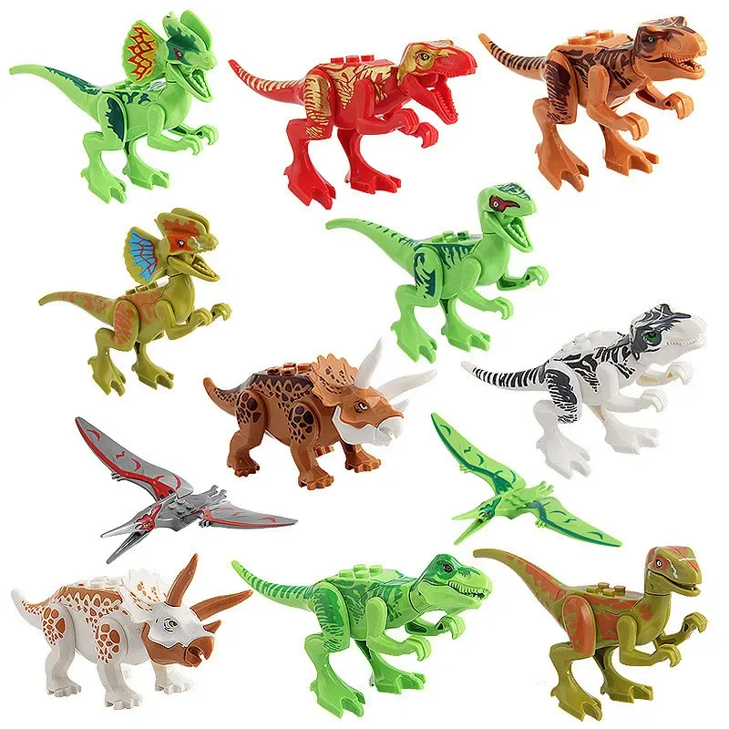 12Pcs/set Jurassic World Dinosaur Building Blocks Tyrannosaurus Action Figure DIY Creative Model Assemble Toy Gift For Children