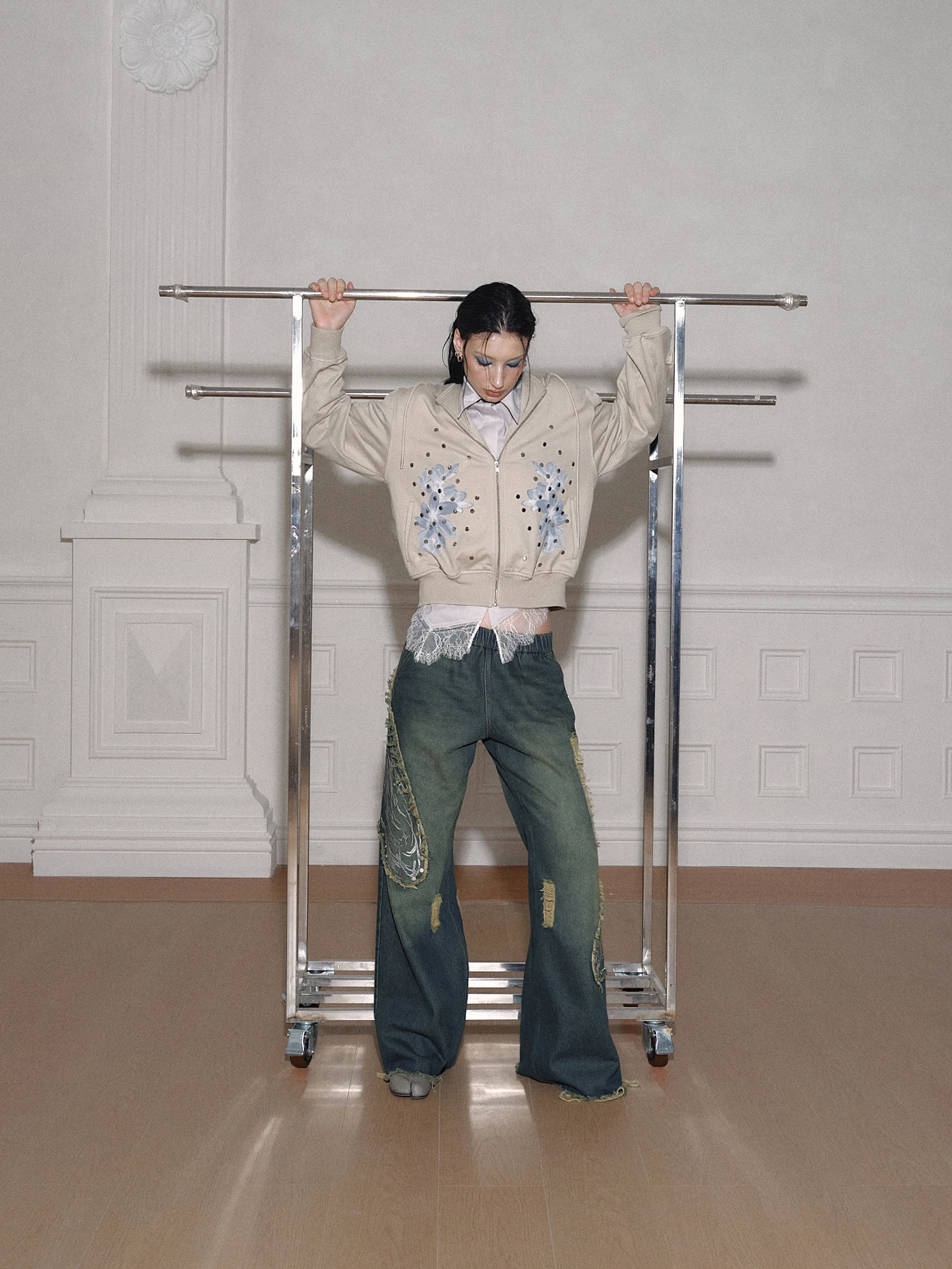 

Джинсы женские CIYRON свободного кроя с вышивкой и нашивками, на резинке, винтажный деним, повседневные, комфортные