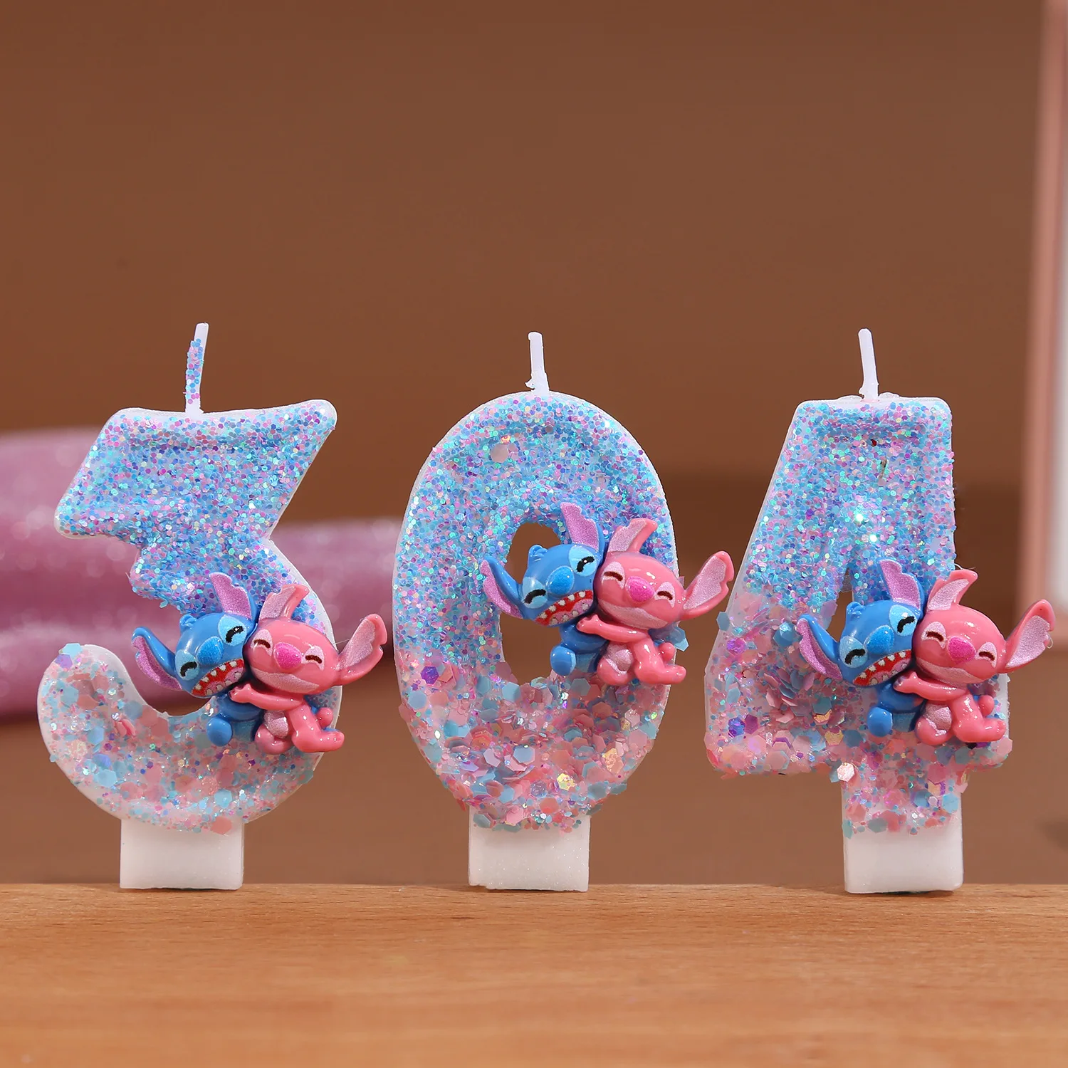 Cartoon Stitch PC kombiniertes Paar zweifarbige digitale Kerze Geburtstagsfeier Urlaubsdekoration