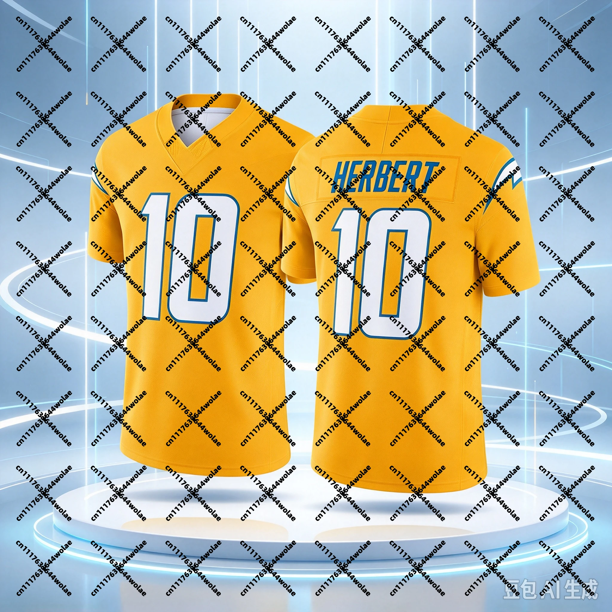 NEW  Men's #10 yellow Limited Edition Short Sleeve American Football Top Rugby Sport Uniform Fans Family Matching