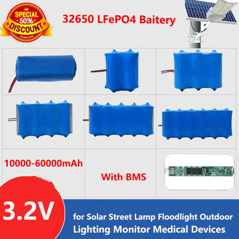 

1-6pcsNew Solar Lamp Battery3.2V Large Capacity Lithium Battery Solar Street Light Floodlight Battery with Protection Board Lamp