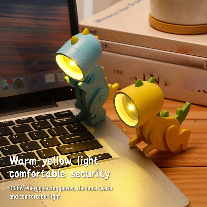 

INW-0e6 Pieces Mini LED Desk Dinosaur Shape Lamp Cute Small Phone Holder, Portable Reading Table Night Lamp for
