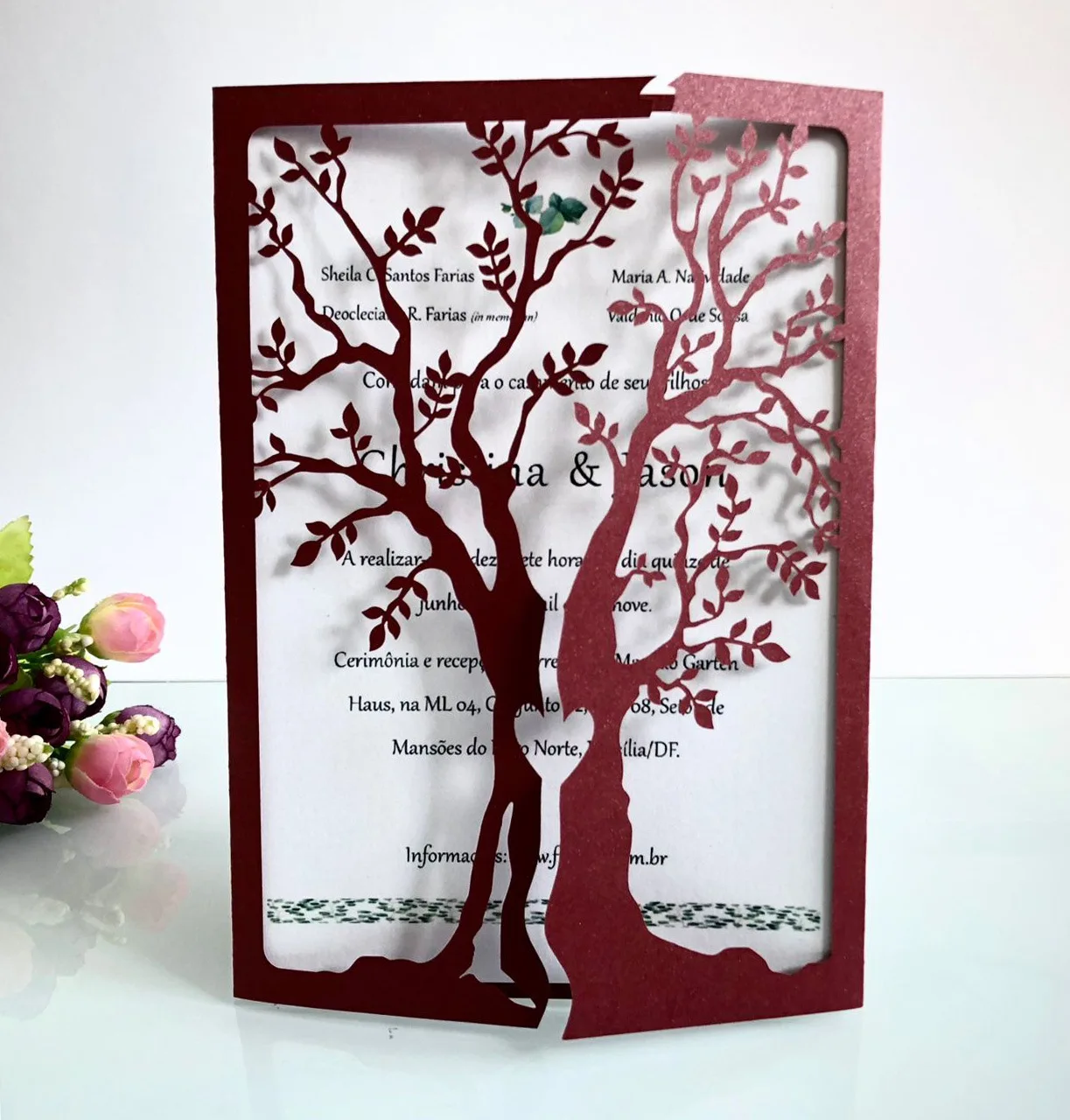 10Pcs Laser Cut Noble Flora Invitations Card Elegant Favor Envelopes Wedding Party Decor Love Tree