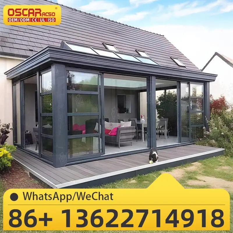 

Portable Double Glazed Aluminum Sunroom Customized Exterior Sunroom for Hotel Backyard Patio Garden sunroom