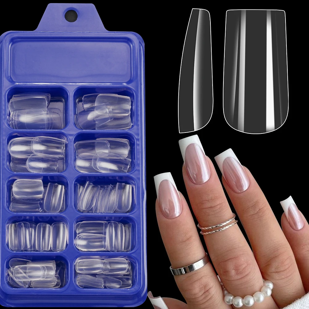 Faux ongles transparents en amande/carrée/Ballet, pointes artificielles en acrylique, couverture complète, outil d'extension de manucure, 120 pièces