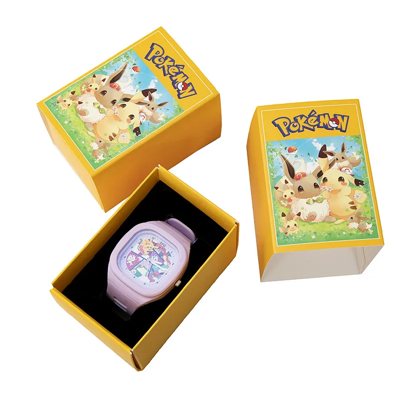 Pocket Monster Watch Anime Pikachu Cartoon Children\'s Quality Cute Square Watch Gift Box Series Children\'s Gifts