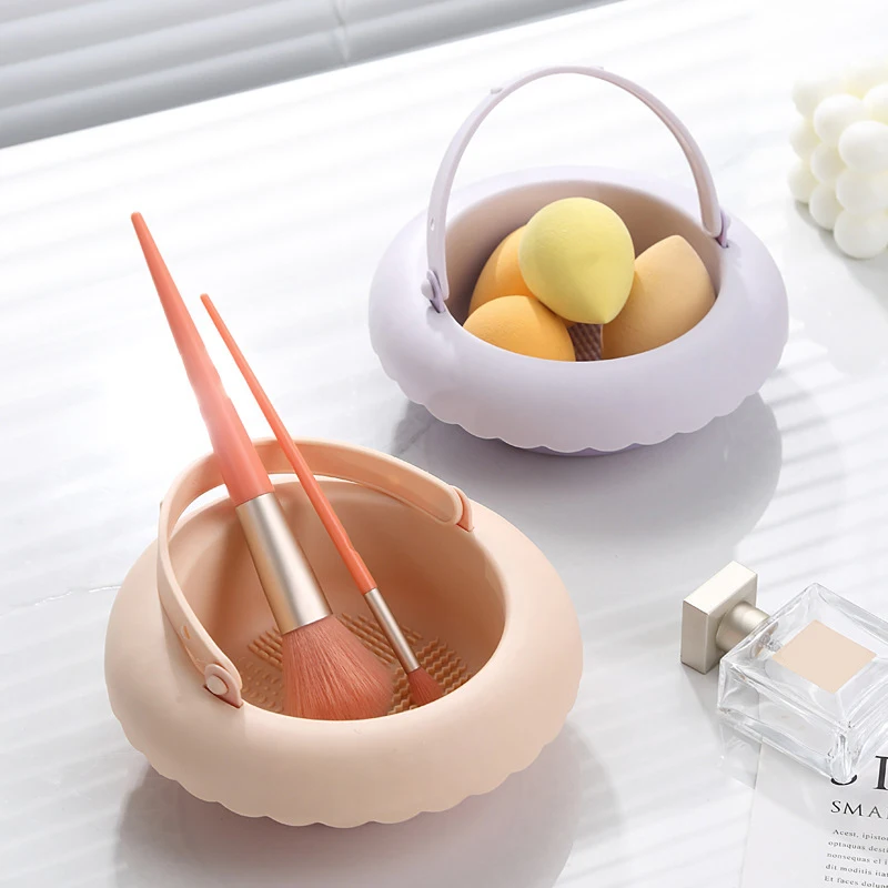 Makeup Brush Cleaning Bowl Thickened Washing And Drying Basket Brush Powder Puff Dry Cleaning Silicone Drying Shelf Rack