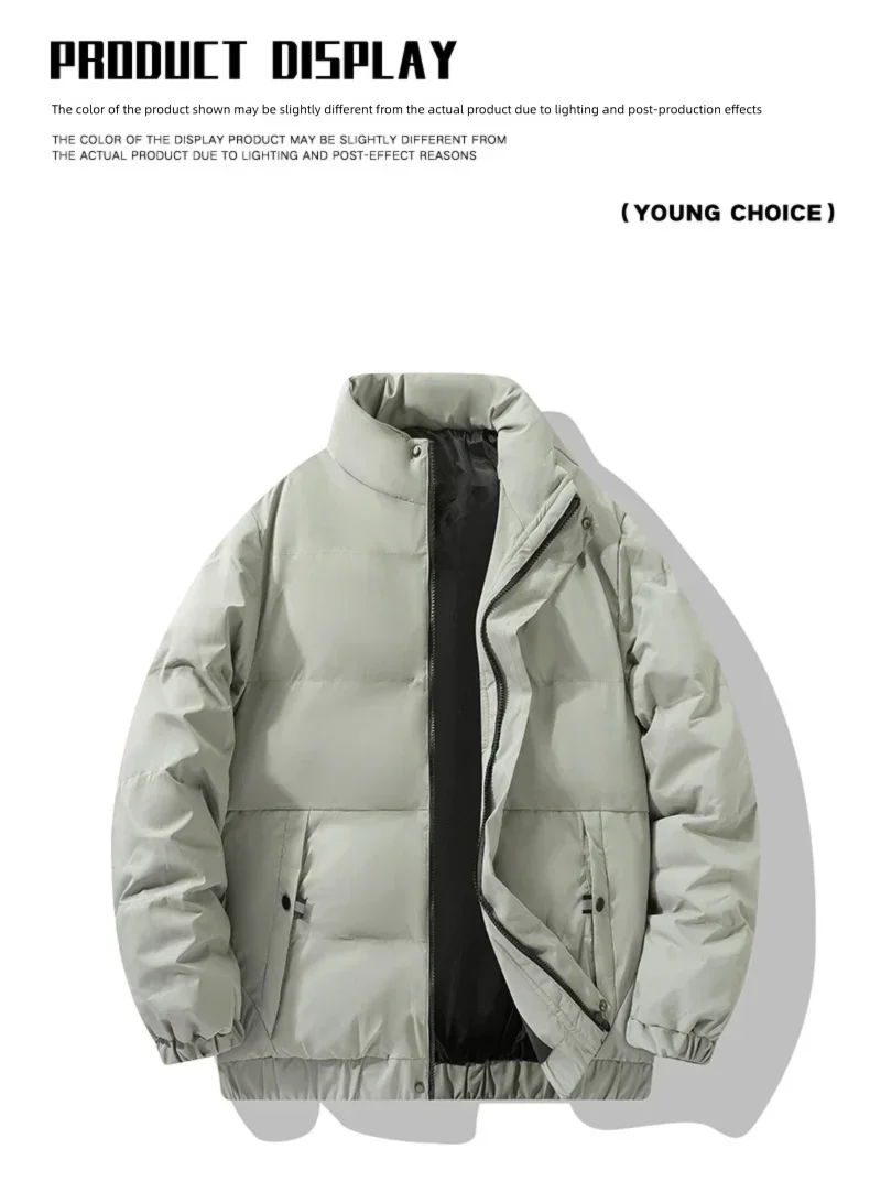 Jaket berkerah tegak berlapis kapas pria jaket berlapis kapas musim dingin hangat kasual jaket pasangan jaket tebal tahan dingin.