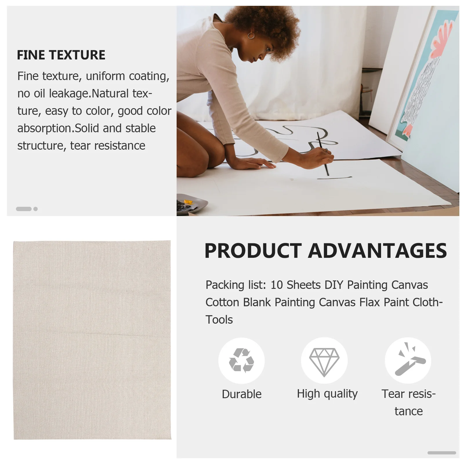 

Cotton Oil Painting Canvas Blank Waterproof Diy Painting Cloth Durable Professional Canvas For Home Party Decoration